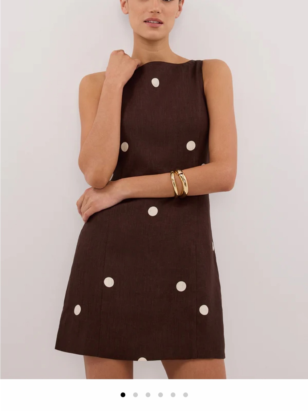 Dissh Sleeveless Brown Polka Dot Mini Dress